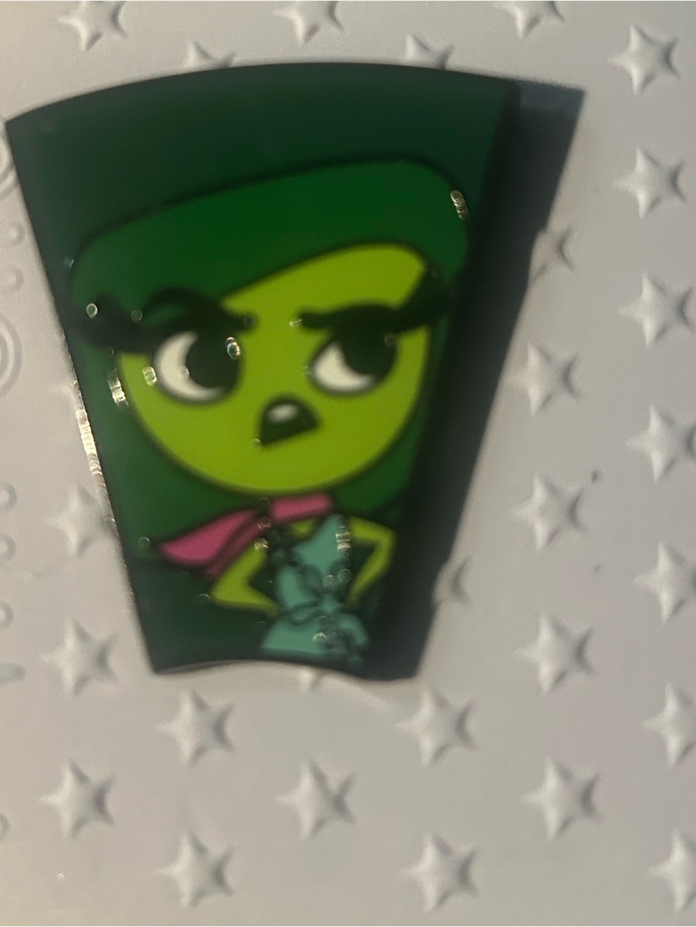 Loungefly Green Cartoon Character Enamel Pin with Pink Scarf